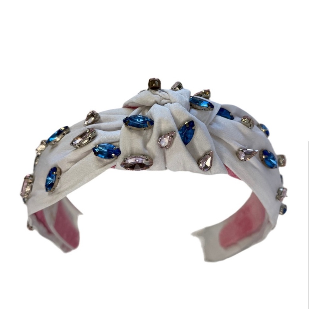 224. NEW The Gender Reveal Baby Blue & Baby Pink Glam Headband - Picture 1 of 2